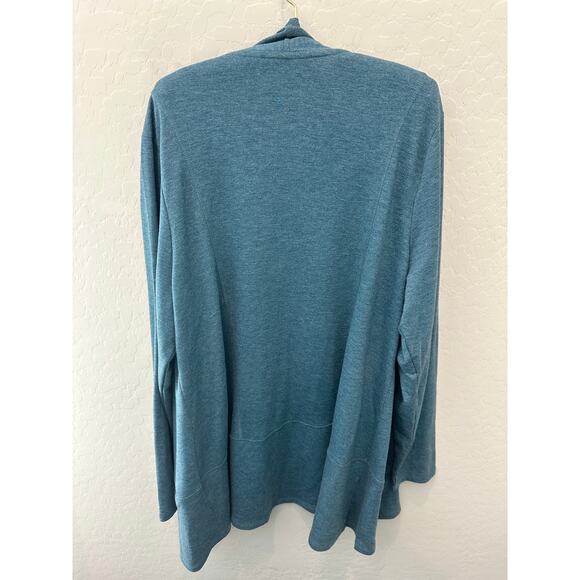 LOGO LORI GOLDSTEIN | Blue Lounge Athleisure Soft Long Length Open Cardigan |XL - Picture 5 of 8